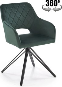 Scaun rotativ K535, verde inchis/negru, stofa catifelata/metal, 57x60x