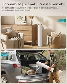 Uscător rotativ de rufe AIRYWOOD cu brațe din lemn, Ø112x122 cm, maro natura SongmicsHome