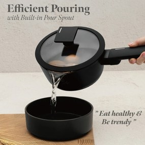 Set oale si tigai cu capace 15 Matte Black Piese Berlinger Haus BH 8198, negre, antiaderente, compatibile inductie