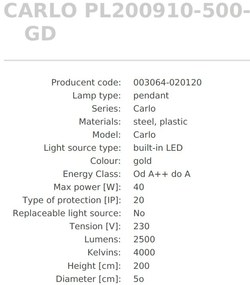 Lustra LED design modern circular CARLO auriu, diametru 50cm