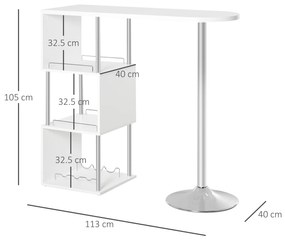 HomCom masa inalta de bucatarie, cu 3 rafturi, 113x40x105cm | AOSOM RO