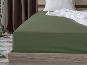 Cearsaf Jersey EXCLUSIVE cu elastic verde inchis 90 x 200 cm