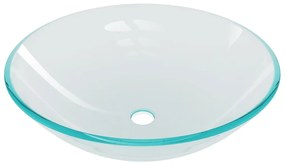 Chiuveta baie robinet si scurgere tip push, transparent sticla Transparent, Robinet auriu