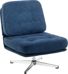 HOMCOM Fotoliu de Living Pivotant Îmbrăcat în Chenilă cu Șezut Lat, Fotoliu Modern pentru Dormitor cu Picioare Metalice, Albastru Închis | Aosom Romania