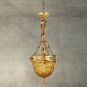 Lustra suspendata clasica LUX realizata manual Amber