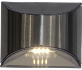 Set de 2 lămpi de perete solare cu LED-uri din oțel inoxidabil Star Trading Wally, înălțime 8 cm