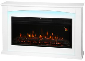 HOMCOM Șemineu electric 1000W/2000W, șemineu decorativ fals, efect flacără cu 5 niveluri reglabile, 121x25x77cm, alb | Aosom Romania