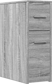 vidaXL Dulap de baie îngust cu roți, gri sonoma, lemn prelucrat