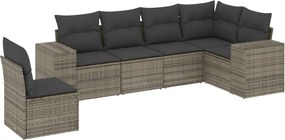 vidaXL Set mobilier grădină cu perne, 6 piese, gri, poliratan
