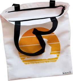 Sacosa de Panza pentru Cumparaturi, Geanta Tote, Yoga 12, Cu fermoar, 38x34.5 cm, Alba, BEKZ®