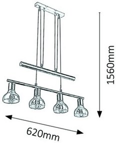 Rabalux 5551 - Lustră pe cablu HOLLY 4xE14/40W/230V auriu