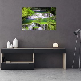 Tablou - Cascada Huay Mae Khamin, Kanchanaburi, Thailanda (90x60 cm)