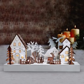 Decorațiune LED de Crăciun LED/2xAA lemn Solight 1V256