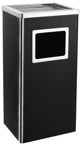 vidaXL Coș de gunoi cu scrumieră, pentru hotel, negru, oțel, 45 L