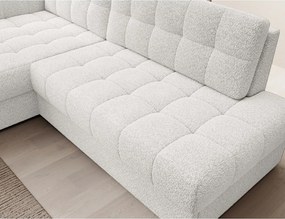 Colțar crem extensibil cu tapițerie din țesătură bouclé (cu colț pe partea stângă/cu șezlong) Blezalt – ELTAP