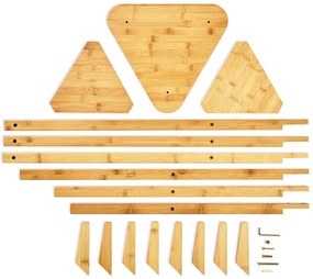 Cuier cu ramuri, triunghiular, 3 rafturi, 32,5 × 166 cm (Ø × l), 100% bambus
