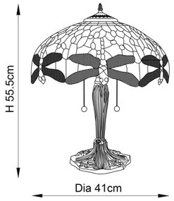 Endon 64093 - Lampă de masă Tiffany DRAGONFLY, Ø 41 cm, 2xE27/60W/230V