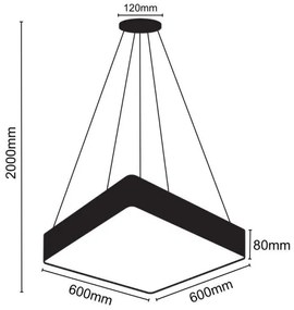 Lustră LED pe cablu LED/65W/230V 4000K 60x60 cm