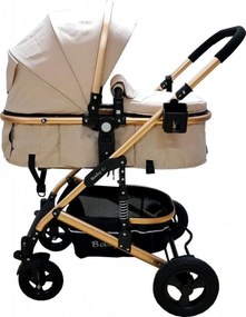 Carucior nou nascuti 3 in 1 Baby Care™ PRO 531 , Cadru Aluminiu, Amortizoare, Roti din cauciuc plin AVE, Landou, Scoica auto, Spatar reglabil 3