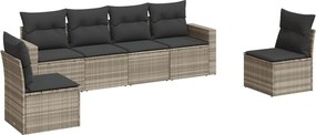 vidaXL Set canapele de grădină cu perne, 6 piese gri deschis poliratan
