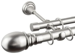 Galerie dubla bara simpla Calypso 25/19, metal, argintiu - 200 cm
