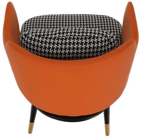Fotoliu design, model alb-negru/ piele ecologică portocalie, EMREN