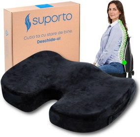 Perna Ortopedica Sezut Coccis pentru orice Scaun din Spuma cu Memorie, Fermitate Extra