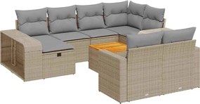 vidaXL Set canapele de grădină cu perne, 11 piese, bej, poliratan