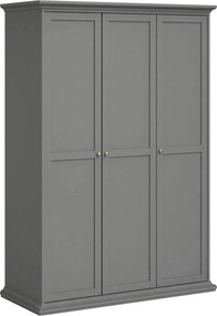 Dulap PARIS, gri, PAL laminat, cu 3 usi, 139x61x201 cm