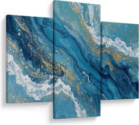 Tablou - Marmură bleu cu aur II. (90x60 cm)