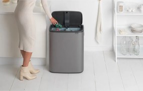 Cos de gunoi Brabantia Bo Touch 1001271, 2x30 L, Deschidere lina si silentioasa, Deschidere larga, Gri inchis