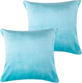 decoDoma Set de 2 fețe pernuțe din micropluș turcoaz 40 x 40 cm