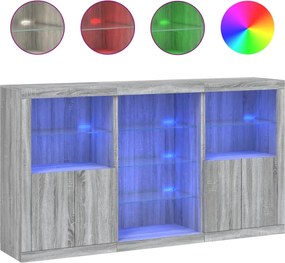 vidaXL Servantă cu lumini LED, gri sonoma, 181,5x37x100 cm
