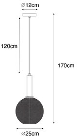 Lampă pendantă de design neagră cu sticlă fumurie - Chico