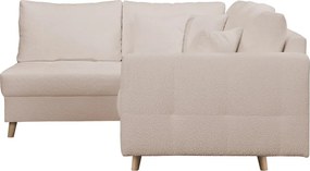 Colțar bej cu tapițerie din stofă bouclé (cu colț pe partea stângă) Ariella – Ropez