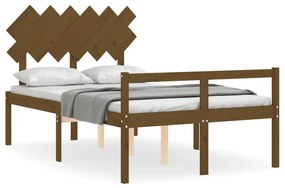 3195524 vidaXL Cadru de pat senior cu tăblie dublu, maro miere, lemn masiv