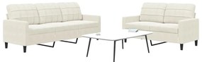 vidaXL Set de canapele cu perne, 2 piese, crem, catifea