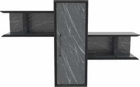Raft OLIDA, negru cu efect de marmura, PAL melaminat, 119x35x52 cm
