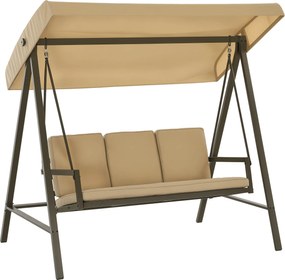 Outsunny Balansoar Hollywood Balansoar de grădină Bancă-balansoar, copertină reglabilă, 200 cm x 125 cm x 175 cm, Bej + Maro | Aosom Romania