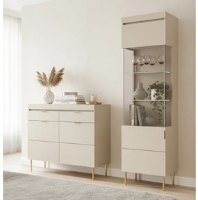 Vitrină Sentia 1D 50 cm pentru camera de zi - cașmir / auriu