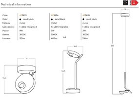 Veioza LED cu spot stil minimalist ISEO negru