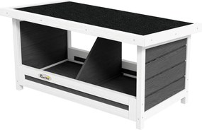 PawHut Cuibar pentru Găini cu 2 Zone, Bază Înălțată și Acoperiș din Bitum, 66x37x34 cm, Gri | Aosom Romania