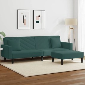 3216270 vidaXL Set canapea cu perne, 2 piese, verde închis, catifea
