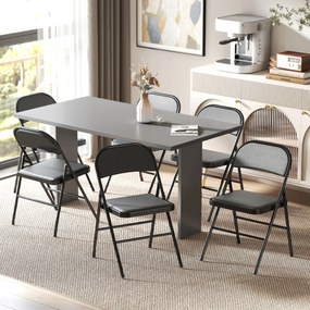 HOMCOM Set de 2 scaune pliante, scaune de birou portabile, picioare din oțel, scaun pliant pentru birou, recepție, sala de așteptare, piele ecologică, negru | Aosom Romania