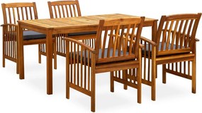 vidaXL Set mobilier de grădină cu perne, 5 piese, lemn masiv de acacia
