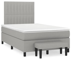 vidaXL Pat box spring cu saltea, gri deschis, 120x190 cm, textil