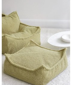 Fotoliu puf pentru copii verde cu tapițerie din țesătură bouclé Chair – Wigiwama