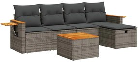 3325966 vidaXL Set mobilier grădină cu perne, 6 piese, gri, poliratan