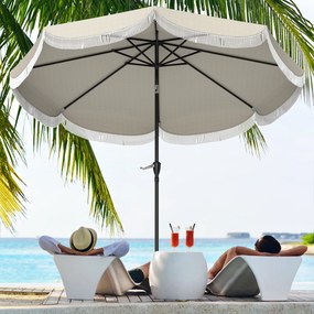 Outsunny Umbrelă de Grădină Inclinabilă 2.7x2.7 m cu Manivelă, Umbrelă Rotundă de Exterior cu 8 Spițe, din Metal și Poliester, pentru Curte sau Balcon, UV 30+, Gri Deschis | Aosom Romania