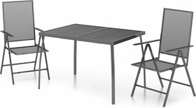 vidaXL Set de masă grădină, 3 piese, antracit, oțel